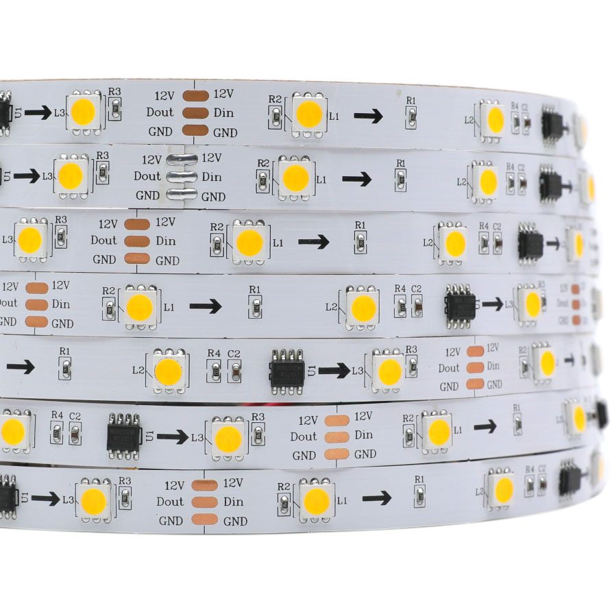 WS2811 DC12V 150LEDs White/Warm White Programmable LED Strip Lights, Addressable Digital Flexible LED Strips, 5m/16.4ft Per Reel By Sale